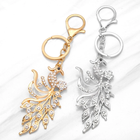 Portachiavi Pavone Lega Strass Cristallo Scintillante Ciondolo Con Chiusura A Moschettone Portachiavi Per Borse Da Donna