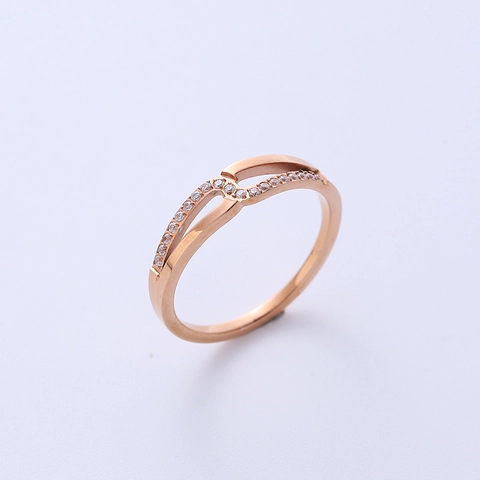 Anello In Acciaio Inossidabile Con Design A Onde Incrociate E Strass Gioiello Di Moda Per Donna