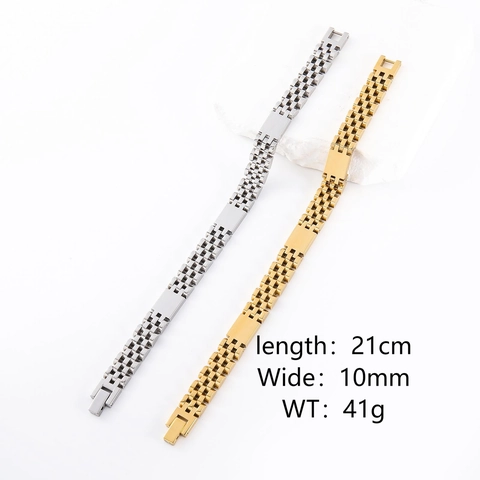 Pulsera De Acero Inoxidable Estilo Correa De Reloj Hip Hop Rock Joyería Para Hombres Mujeres Unisex Cierre Plegable