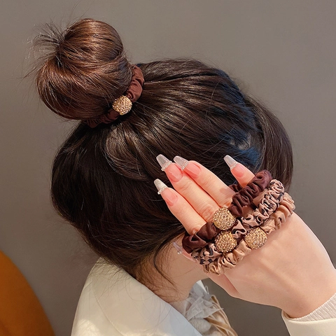 Hair Ties Scrunchies Elastic Rhinestone Satin Mesh Bow Leopard Print Fashion Headwear Ponytail Holders For Women Girls
