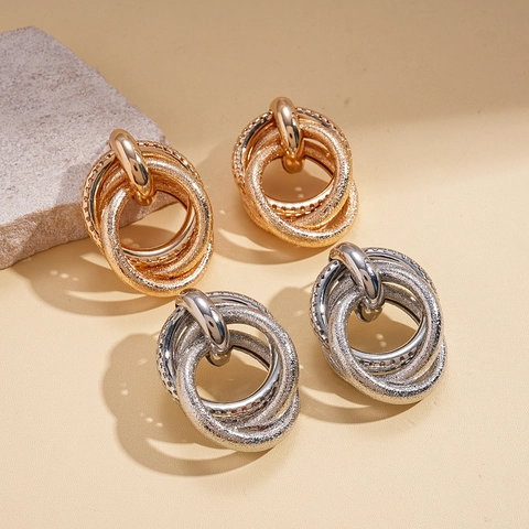 Geometrische Mehrlagige Verschlungene Creolen Mit 925 Sterling Silber Ohrstecker Mattierte Glatte Strukturierte Minimalistische