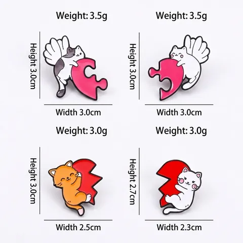 Schattige Cartoon Kat Hart Puzzel Emaille Broche Pin Legering Engelenvleugels Kitten Badge Voor Rugzak Hoeden Kleding Decoratie