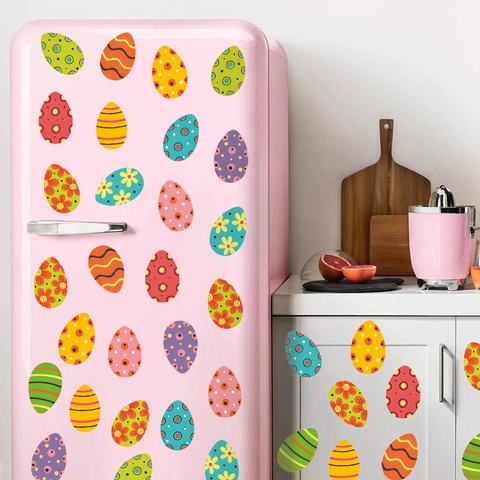 Ostern Wandtattoo Bunte Eier Hase PVC Dekorative Fensterbilder Cartoon Für Kinderzimmer Feiertag Party Heimdeko