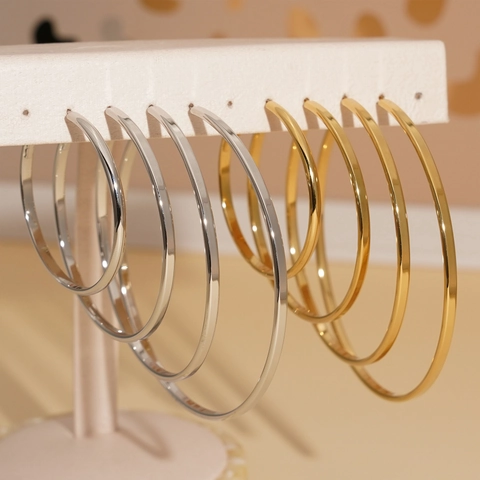 Creolen Aus Edelstahl Hochglanzpoliert Minimalistisch Wasserdicht Geometrisch Kreis Modeschmuck Für Damen