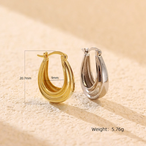 Orecchini a Cerchio Geometrici a Forma di U in Argento Sterling 925 Galvanizzati per Donna Gioielli di Moda in Stile Europeo Americano Regalo
