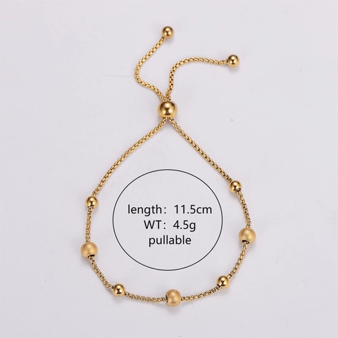 Adjustable Beaded Bracelet 316L Stainless Steel 18K Gold Plated Minimalist Pull Chain Jewelry For Women