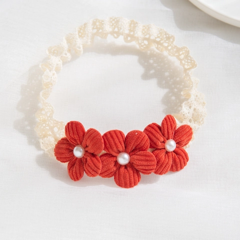Fascia Capelli Neonata Fiori Velluto A Coste Pizzo Elastica Künstliche Perle Accessori Fotografia Neonato Fatto A Mano Dolce
