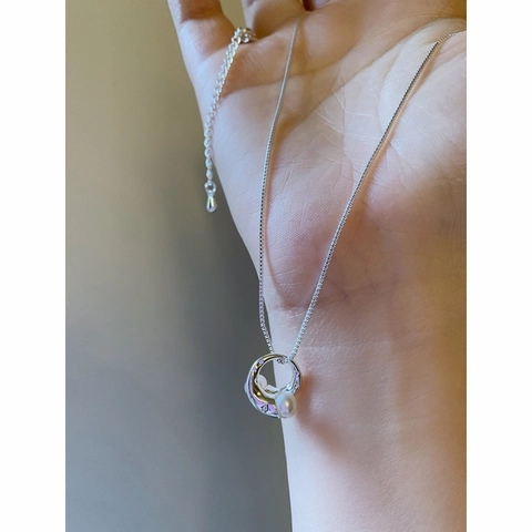 Artificial Pearl Pendant Necklace 18K Gold Plated Hollow Geometric Circular Minimalist Elegant Clavicle Chain Jewelry For Women Gift