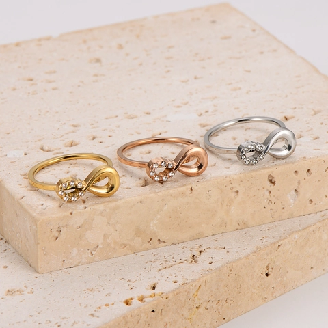 Orecchini ad Anello Infinity in Acciaio Inossidabile per Donna Placcato Oro 18K con Zirconia Intarsiata Anello a Dito Vuoto Gioielli Regalo