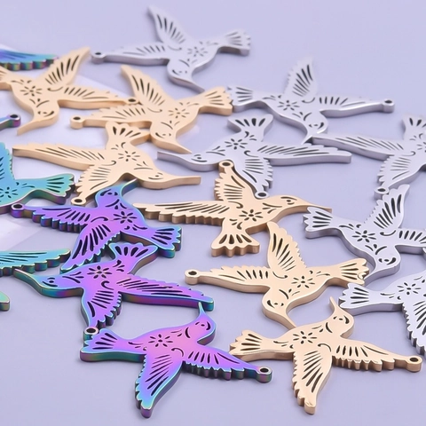 Kolibri Anhänger Halskette Edelstahl Hohl Aus Filigran Vogel Tier Schmuck Mode Geschenk Für Frauen