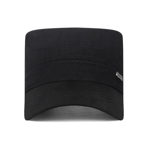 Cadet Cap Flat Top Military Hat Cotton Breathable Adjustable Outdoor Sport Metal Label Camouflage Sun Protection