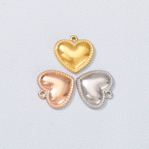 Ciondoli Forma Cuore Acciaio Inossidabile 3D Superficie Liscia Bordo Intrecciato Per Creazione Gioielli Collane Orecchini Stile Semplice