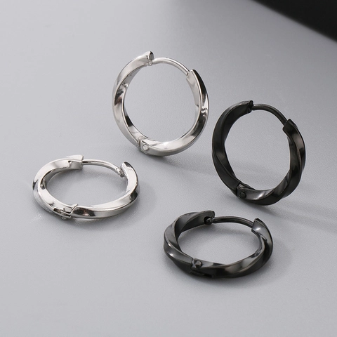 Orecchini A Cerchio In Acciaio Inossidabile Mobius Twist Spiked Punk Huggie Orecchini Per Uomo Donna Hip Hop Gioielli