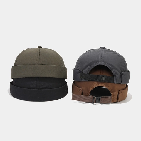 Docker Hat Brimless Cap Quick Dry Waterproof Polyester Adjustable Buckle Strap Minimalist Streetwear For Men Women