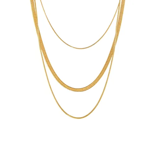 Layered Necklace Titanium Steel Herringbone Flat Snake Chain Choker Punk Jewelry For Women