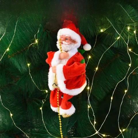 Papá Noel Escalador Eléctrico Musical Juguete Peluche Plástico Animado Decoración Árbol De Navidad Accesorio Fiesta