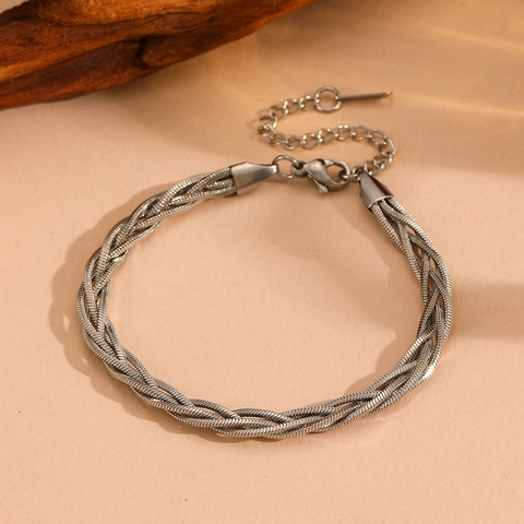 Multi Strand Braided Snake Chain Bracelet And Anklet Stainless Steel Jewelry Women Fashion Stacking Color Retention