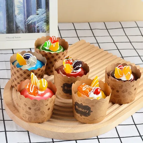 Realistic PU Artificial Cupcake Model Simulation Dessert Photography Props Squishy Fake Cake For Home Decor Party Display