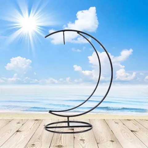 Moon Shape Iron Pendulum Stand Hanging Jewelry Display Holder Stable Base Black Metal Ornament Rack Necklaces Crystal Balls