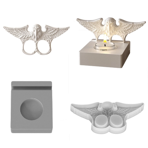 Eagle Owl Shape Candle Holder Silicone Mold DIY Resin Plaster Craft Desktop Ornament Halloween Decoration