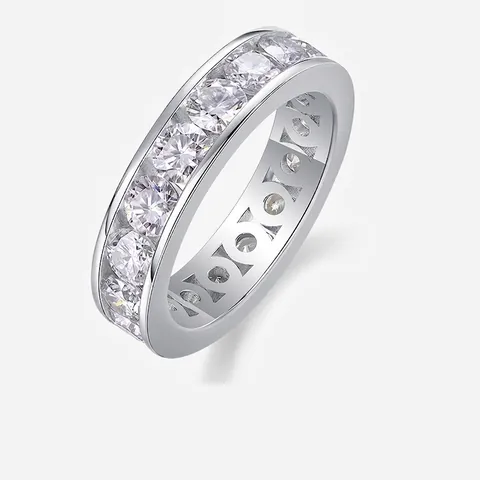 Δαχτυλίδι Eternity Band Ασήμι 925 Moissanite Πολυτελή Κοσμήματα Δώρο Για Γυναίκες Πιστοποιημένο GRA