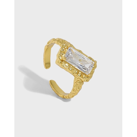 S925 Sterling Silver Zirconia Ring Korean Style Minimalist Irregular Texture Open Adjustable Ring For Women Jewelry Gift