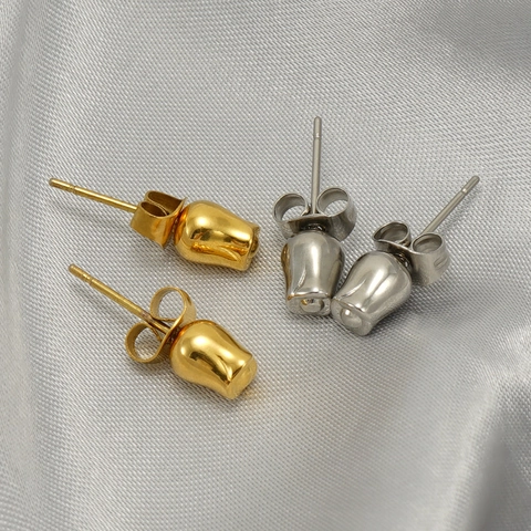 Orecchini A Lobo Bocciolo Di Rosa Tulipano Eleganti Acciaio Inossidabile Placcato Oro 18K Gioielli Minimalisti Per Donna Uso Quotidiano