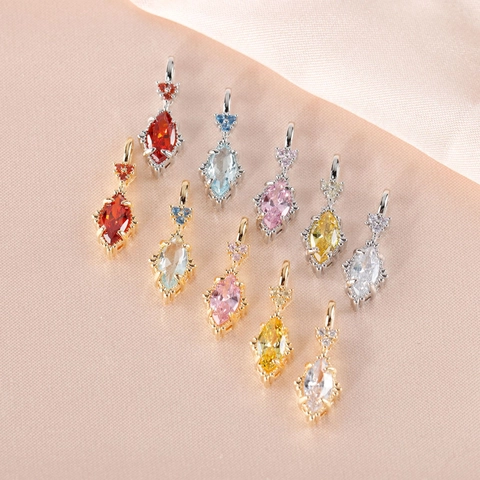 Pendenti Orecchini Zircone Marquise Base Rame Placcato Oro DIY Creazione Gioielli Forma Goccia Acqua