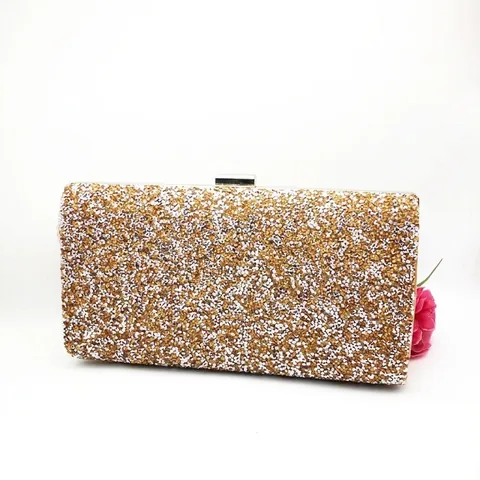 Pochette De Soirée Scintillante Paillettes Cadre Métallique Fête Mariage Bal Élégant Glamour Femmes Avec Chaîne