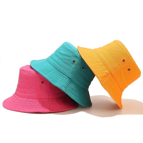 Cotton Canvas Bucket Hat With Breathable Metal Eyelets Sun Protection Solid Color Casual Outdoor Travel Sun Hat For Unisex