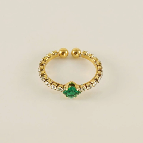 Geometrische Vierkante Zirkoon Ring Roestvrij Staal 18K Verguld Verstelbare Open Vingerring Mode Sieraden Voor Dames