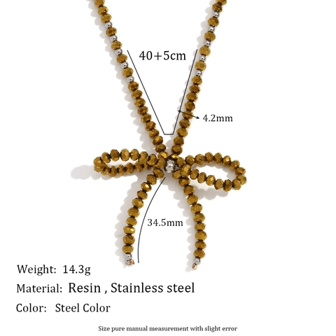 Handgefertigte Halskette Mit Facettierten Kristallperlen Und Schleife Aus Edelstahl Eleganter Modeschmuck Für Damen