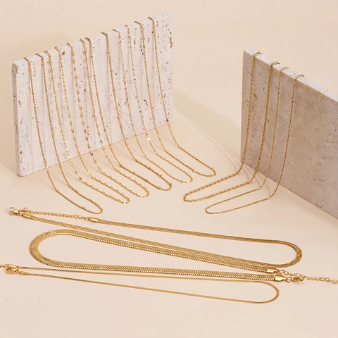 Minimalistische Titanstahl Schlangenknochen Klinge Kette Halskette Wasserdicht Vergoldet Eleganter Schmuck Für Damen