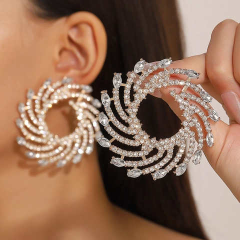 Luxus Marquise Zirkonia Blatt Creolen Für Damen Legierung Glänzende C-Form Ohrstecker Mit Edelstahl Stift Schmuck
