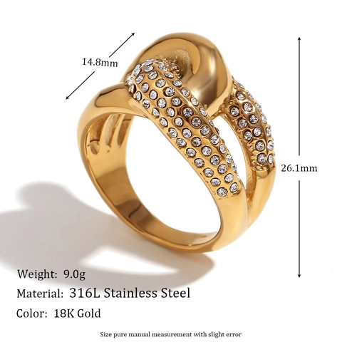 Europäischer Mode Kreuzknoten Edelstahl Ring Vergoldet Zirkonia Geometrischer Fingerring Für Damen Schmuck Geschenk