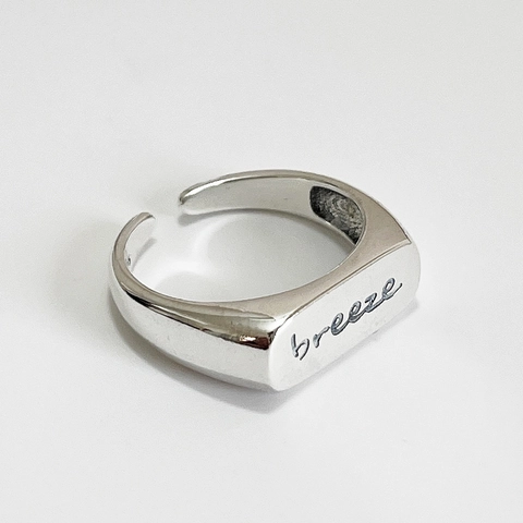 Anello In Argento Sterling 925 Aperto Regolabile Lettera Breeze Gioielli Geometrici Minimalisti Per Donne