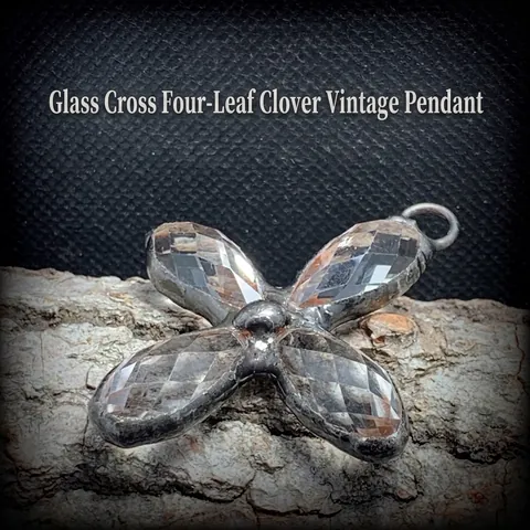 Pendentif Croix Argent Antique Collier Avec Cristal De Verre Design Trèfle Bijoux Rétro Femmes