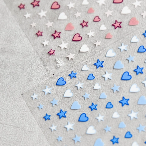 Nail Art Stickers Thin Self-Adhesive Heart And Star Patterns Cute Japanese Style For DIY Manicure Decoration