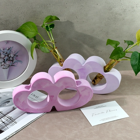 Silicone Mold Heart Shaped Hydroponic Test Tube Vase Base DIY Resin Casting Plaster Craft Decorative Flower Display