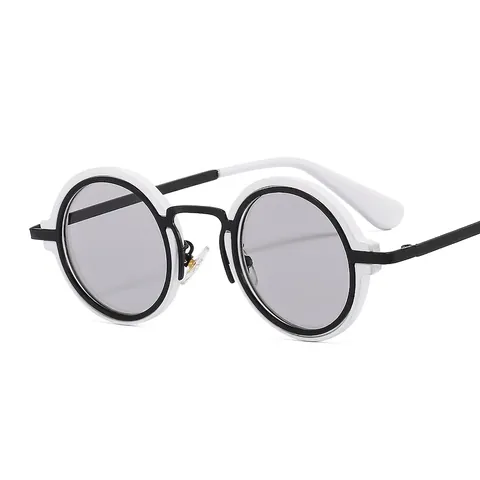 Round Sunglasses Metal PC Vintage Punk Steampunk UV400 Fashion Hip Hop Shades For Women Men