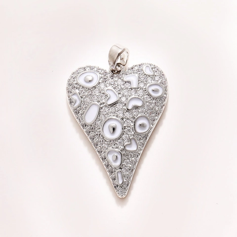 Heart Pendant Leopard Print Enamel Copper Gold Plated Cubic Zirconia DIY Jewelry Accessories Romantic Trendy Charms