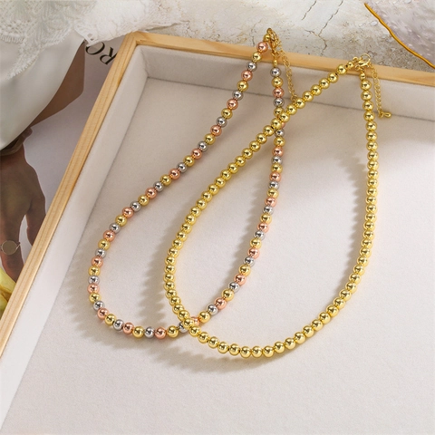 Elegante Simulierte Künstliche Barockperle Und Kupferperlen Verstellbare Halskette Für Damen Französischer Minimalistischer Stil Vintage Goldfarben