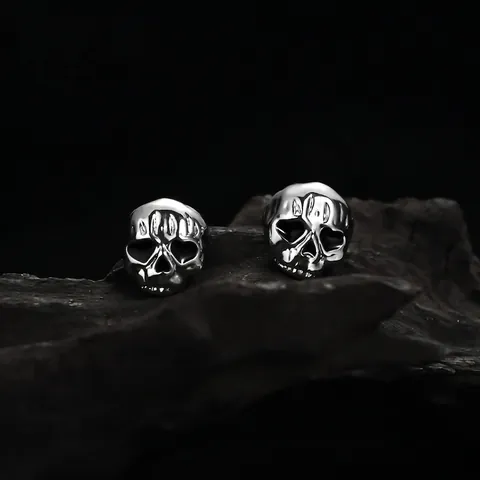 Orecchini A Lobo Teschio Rame Smalto Occhi A Cuore Gothic Punk Dark Style Gioielli Per Donna Uomo