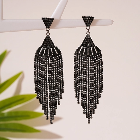 Elegante Quasten-Ohrhänger Mit Zirkon Kupfer Und Ohrstecker Aus 925 Sterling Silber Fächer Geometrischer Stil Für Damen