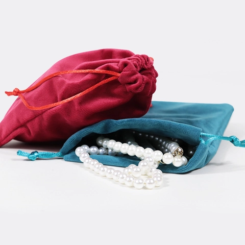 Velvet Drawstring Jewelry Pouches Soft Fabric Storage Bags For Rings Necklaces Bracelets Gift Packaging