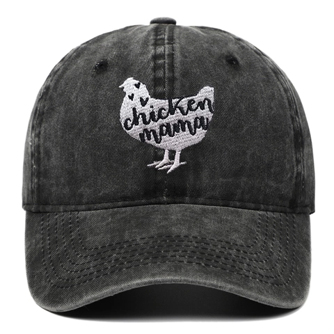Casquette De Baseball Coton Lavé Vintage Broderie Chicken Mama Chapeau De Soleil Réglable Extérieur Style Rétro