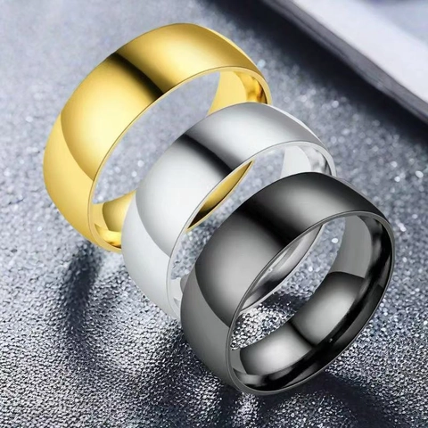Stainless Steel Ring Plain Band Minimalist Simple Polished Brushed Jewelry For Men Women Trendy Cool Smooth Unisex