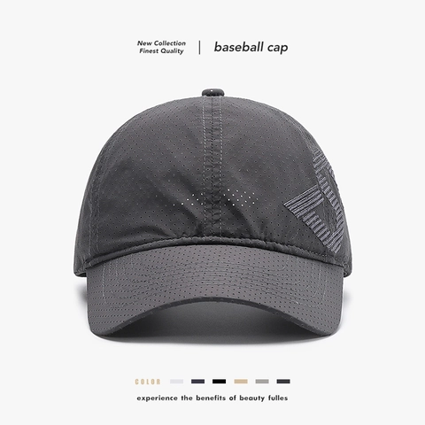 Breathable Mesh Baseball Cap Quick Dry Polyester Outdoor Sun Protection Hat Laser Cut Holes Adjustable For Men Women