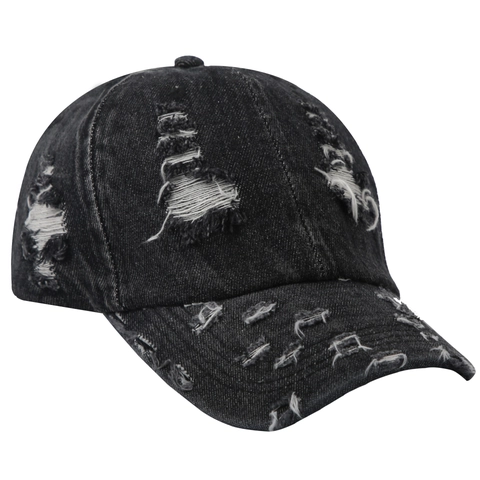 Distressed Washed Denim Baseball Cap Vintage Streetwear Adjustable Cotton Hat For Men Women