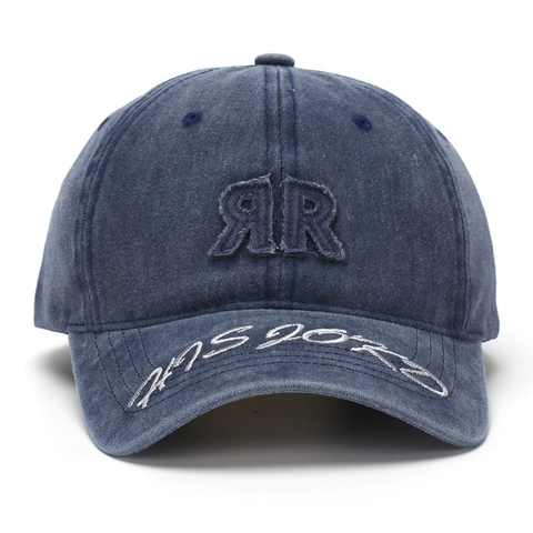 Washed Cotton Baseball Cap Vintage Distressed Bestickter Buchstabe Verstellbare Outdoor Sonnenhut Unisex